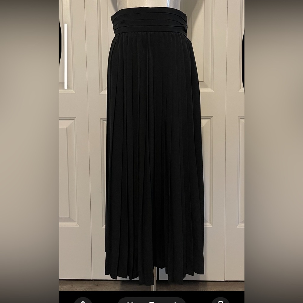 2/$50. Vintage JUSTINE TODD, Sheer Black High-Waist Pleated Maxi Skirt Sz 10 EUC